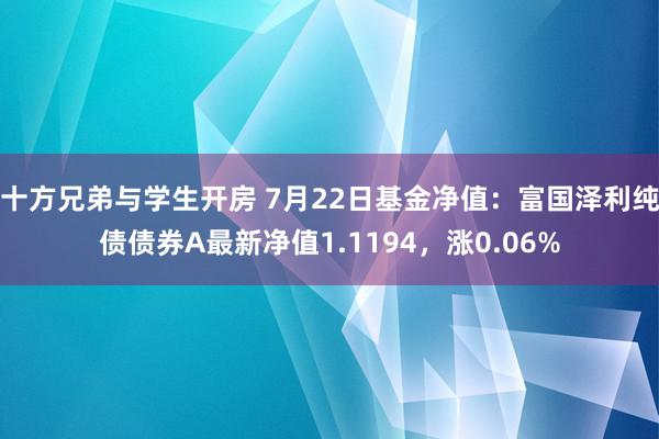 十方兄弟与学生开房 7月22日基金净值：富国泽利纯债债券A最新净值1.1194，涨0.06%