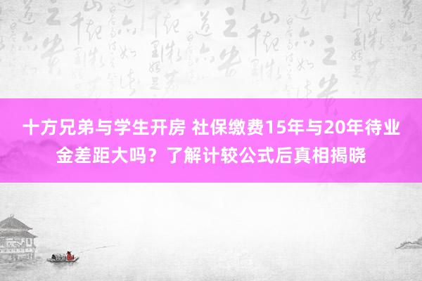 十方兄弟与学生开房 社保缴费15年与20年待业金差距大吗？了解计较公式后真相揭晓