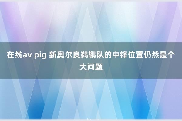 在线av pig 新奥尔良鹈鹕队的中锋位置仍然是个大问题